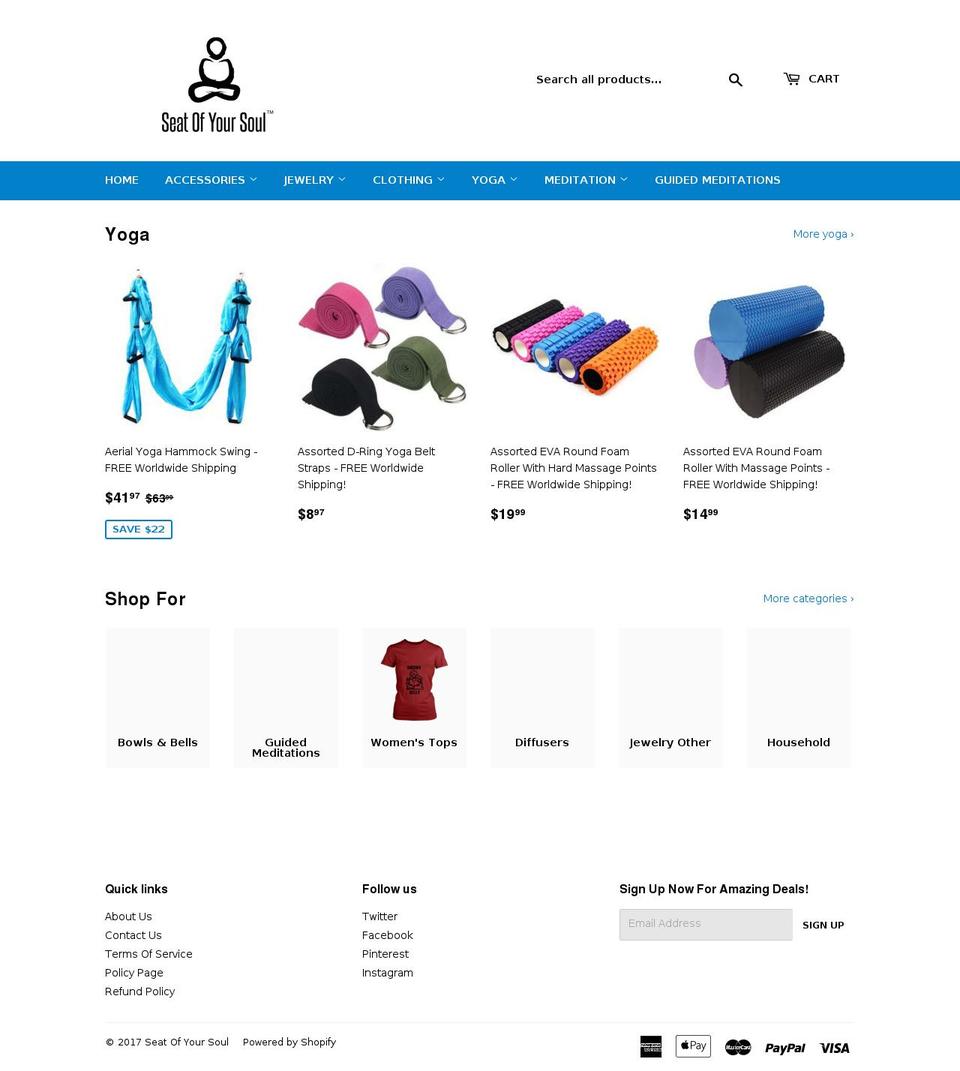 seatofyoursoul.com shopify website screenshot