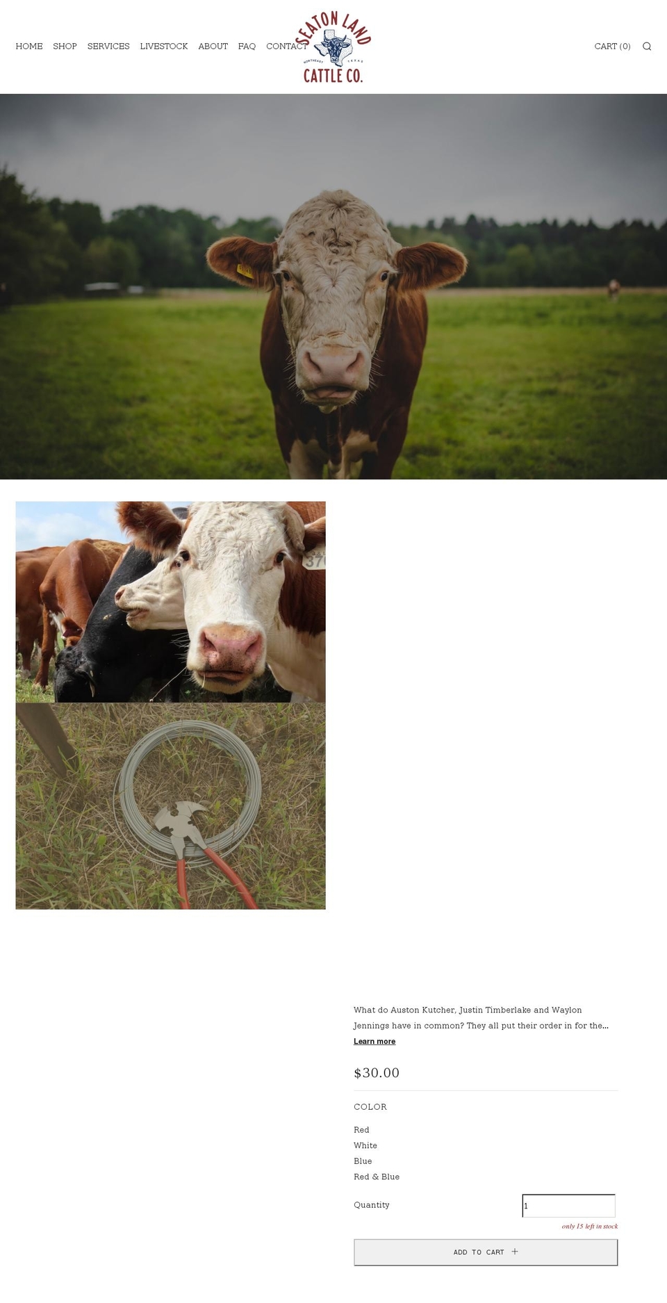 seatonlandandcattle.com shopify website screenshot