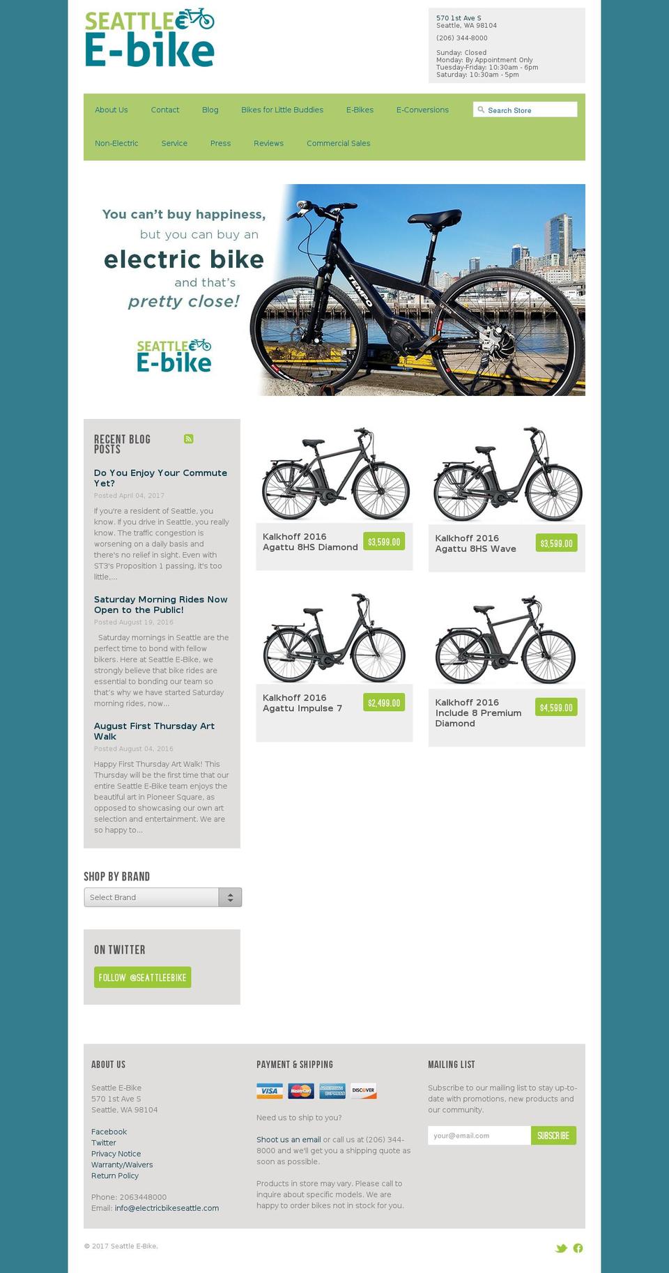 seattleebike.com shopify website screenshot