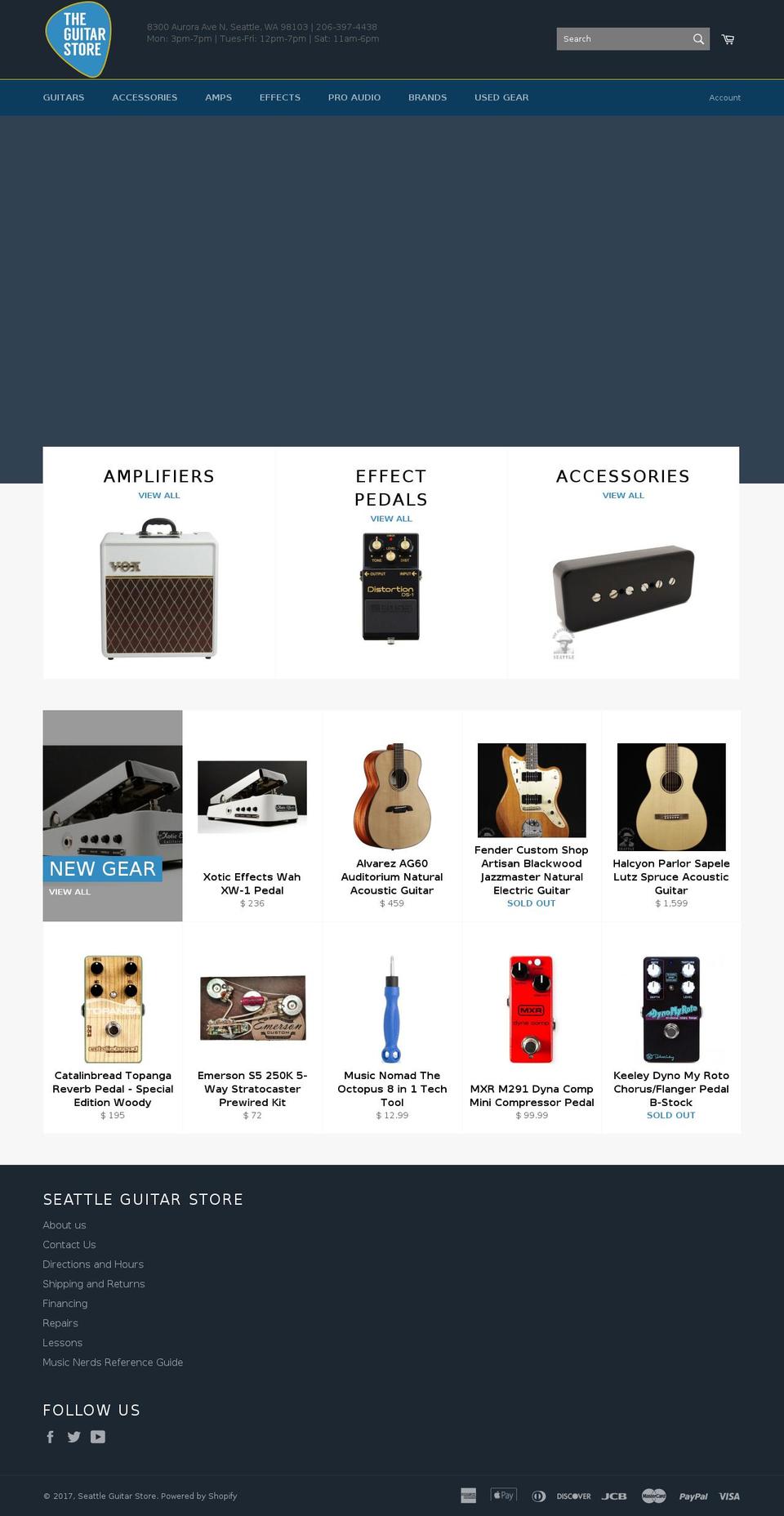 seattleguitarstore.com shopify website screenshot