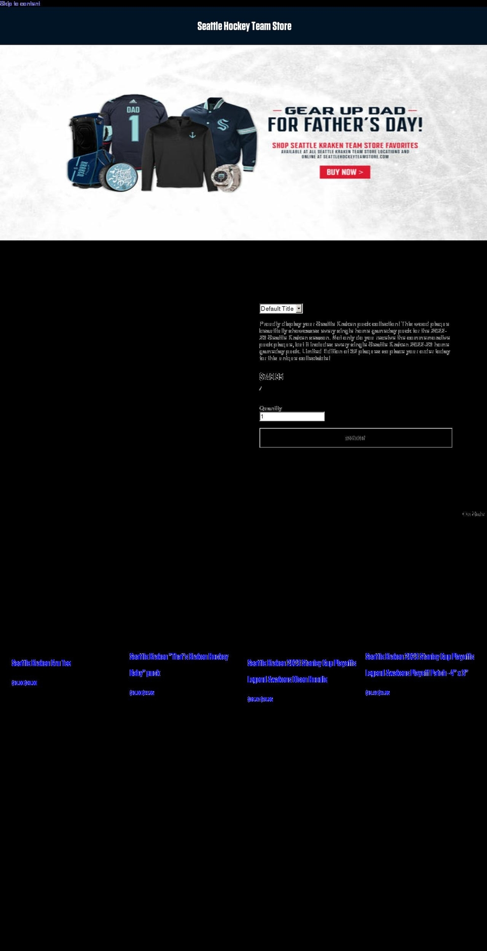 seattlehockeyteamstore.com shopify website screenshot