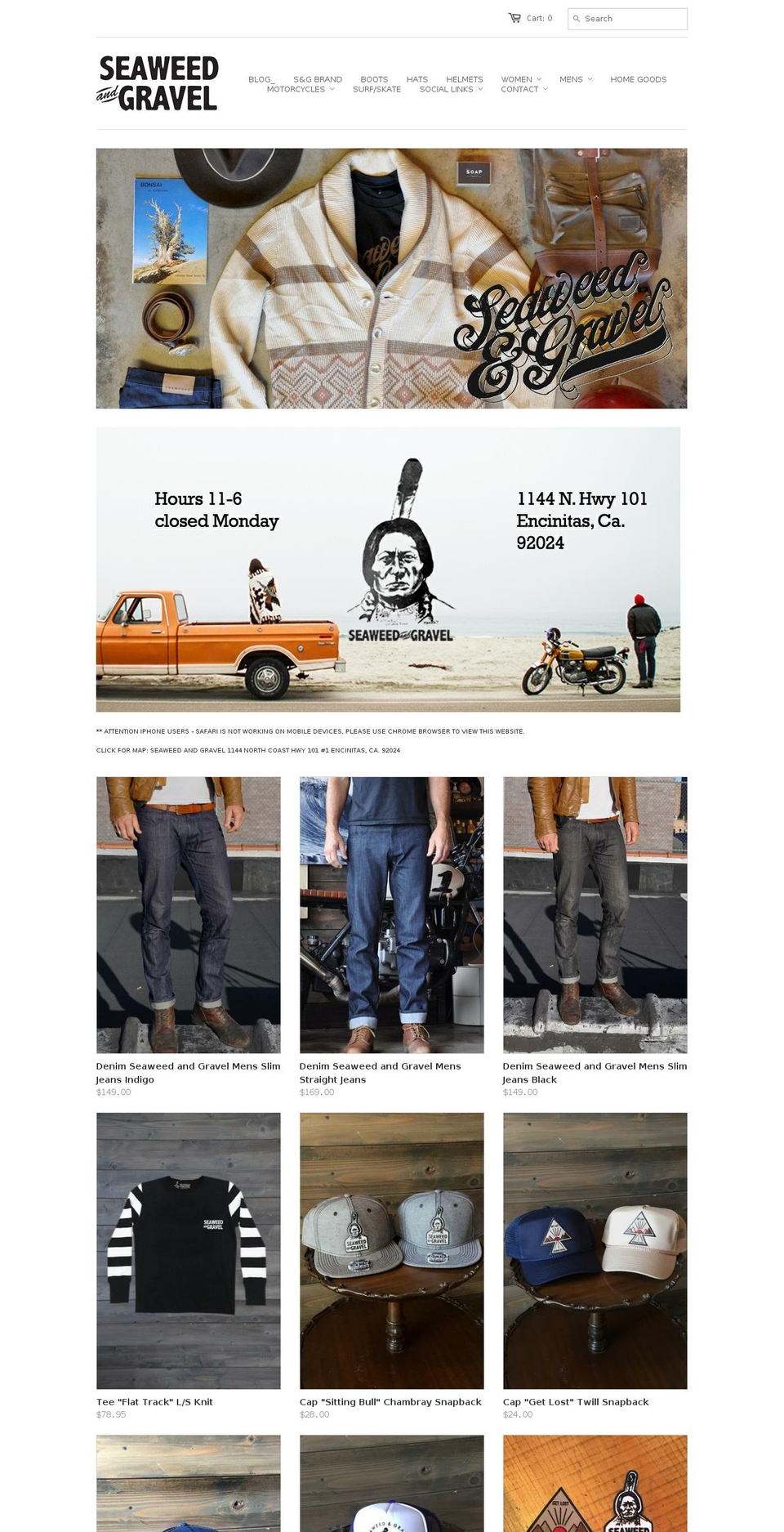 seaweedandgravel.com shopify website screenshot