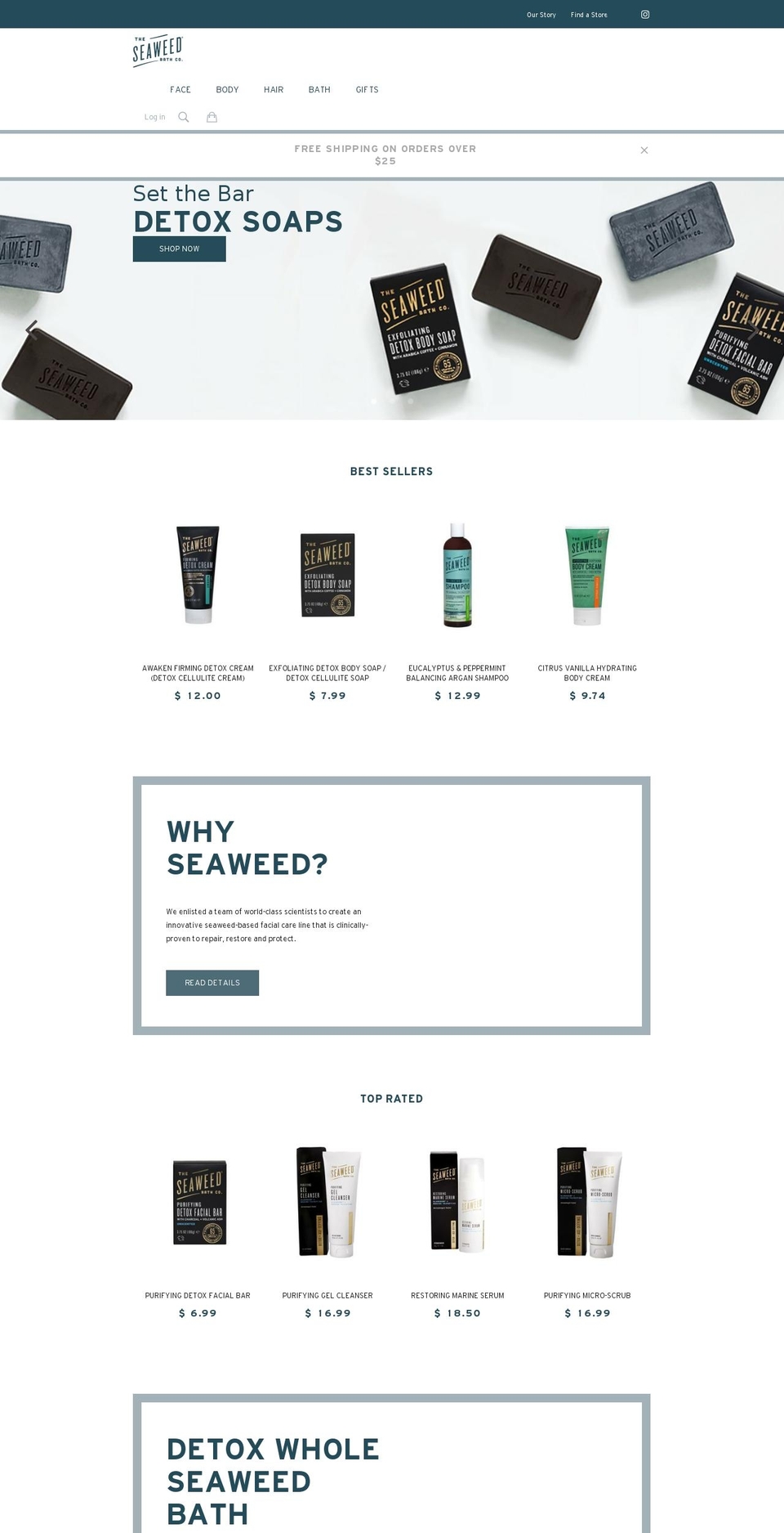 seaweedbathcompany.com shopify website screenshot