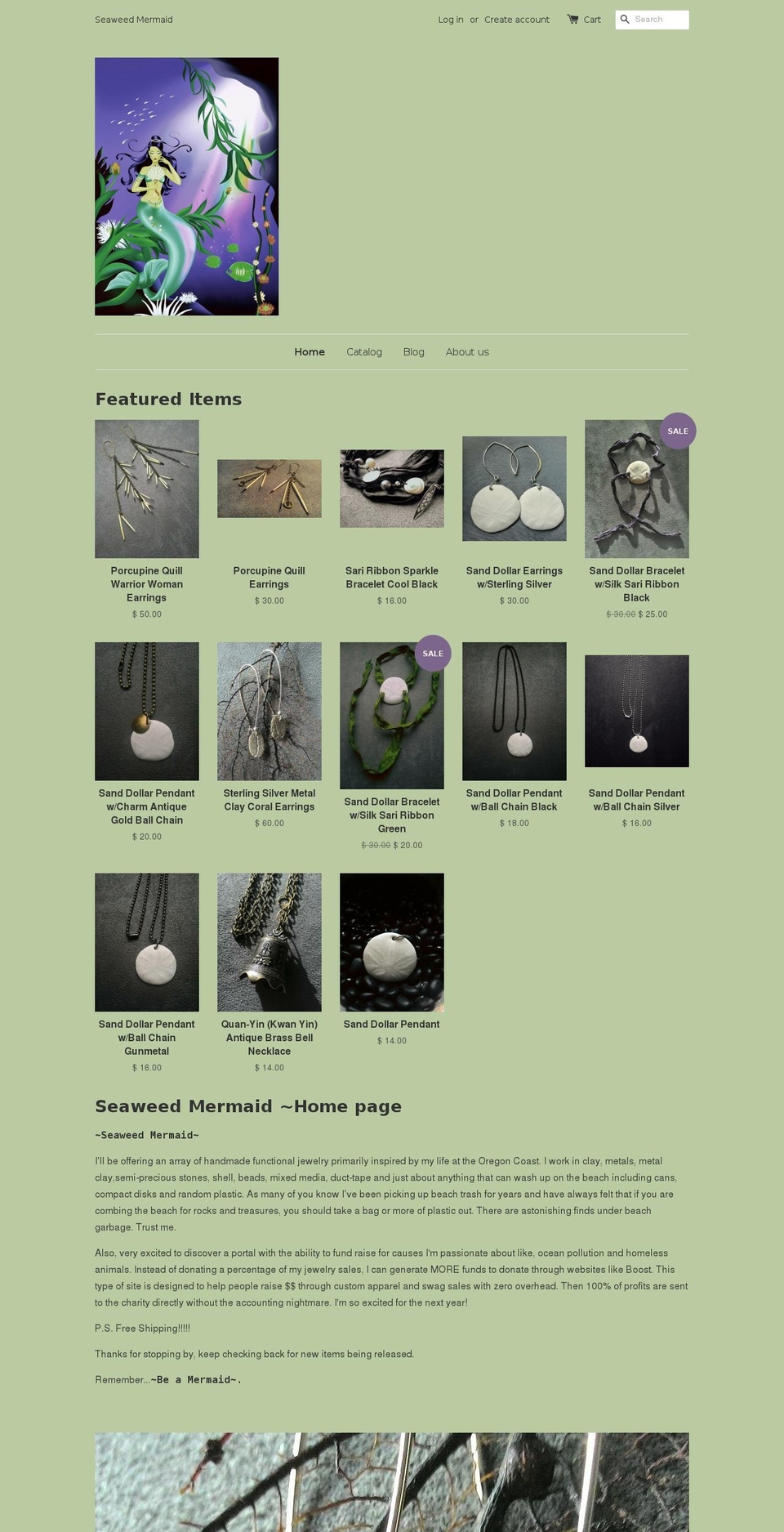 seaweedmermaid.net shopify website screenshot
