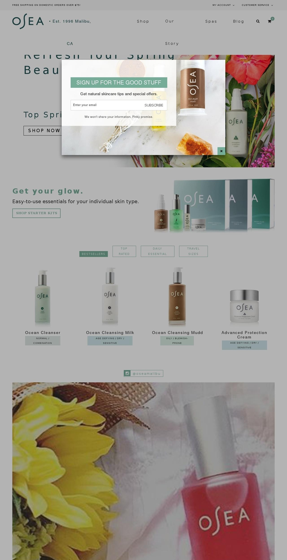 Osea Malibu Shopify theme site example seaweedscience.com