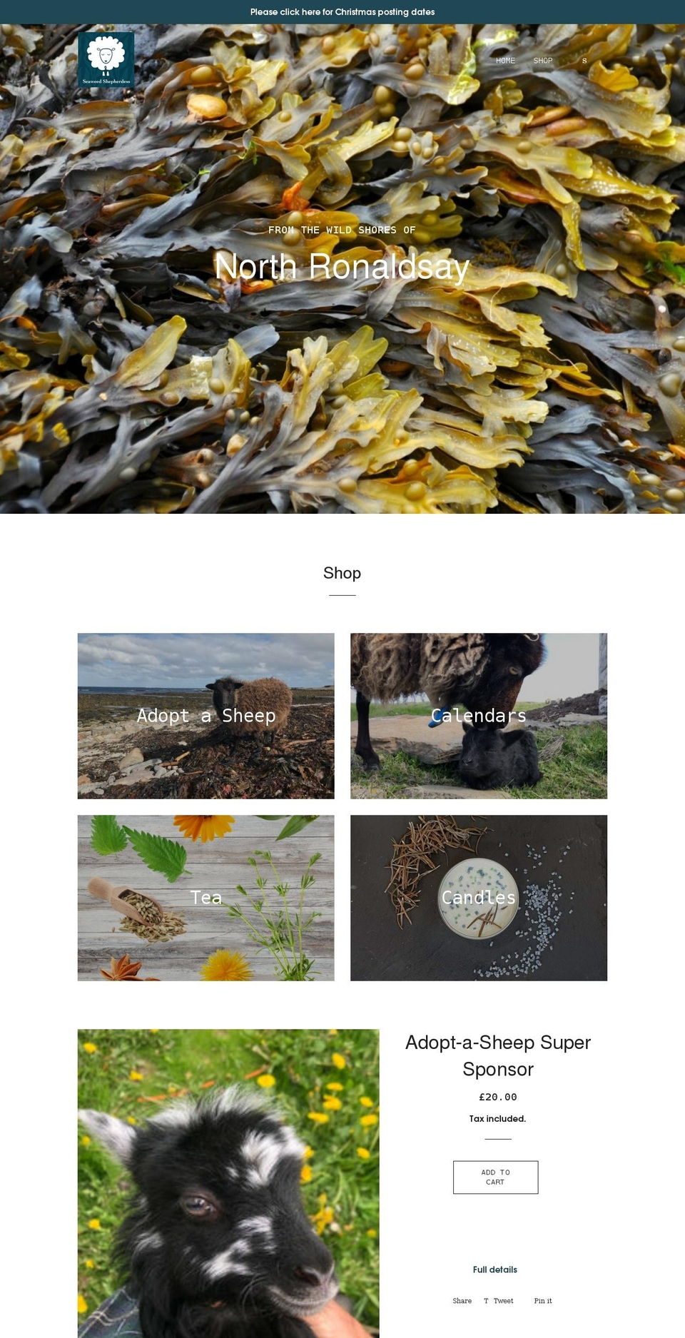 seaweedshepherdess.co.uk shopify website screenshot