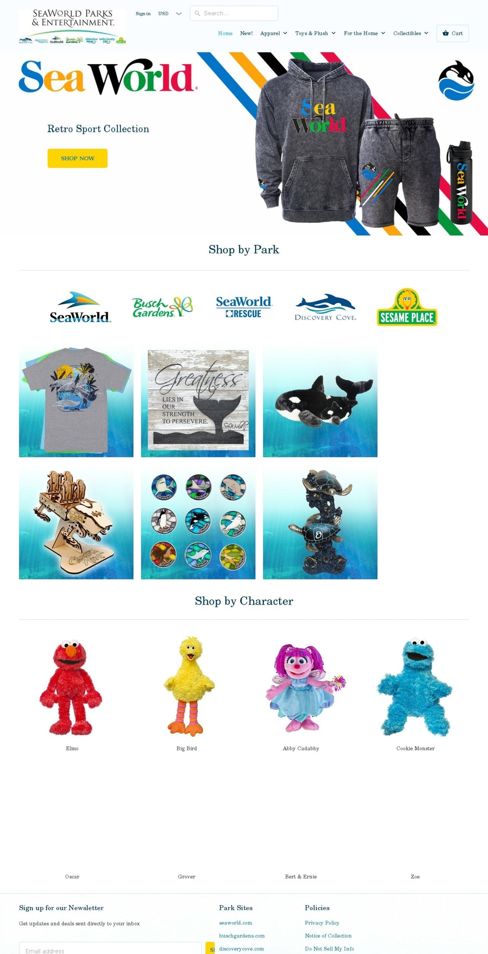 seaworldshop.com shopify website screenshot