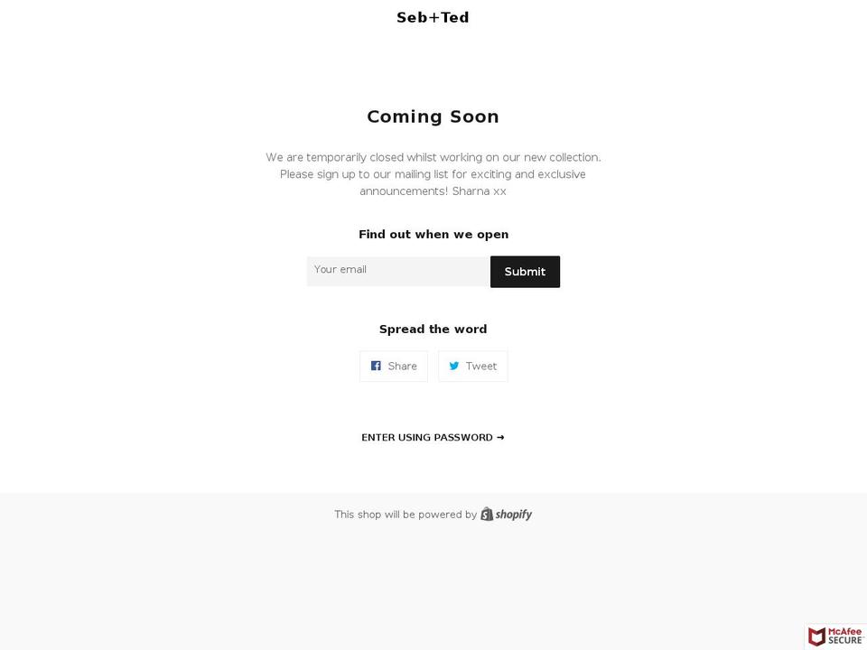 sebandted.com — Shopify storefront screenshot
