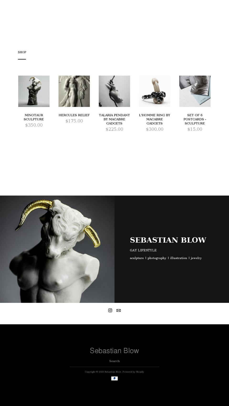 sebastianblow.com shopify website screenshot