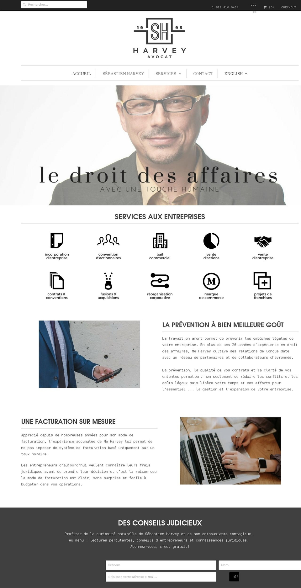 sebastienharvey.ca shopify website screenshot