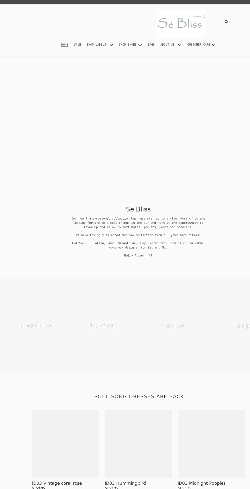 sebliss.com shopify website screenshot