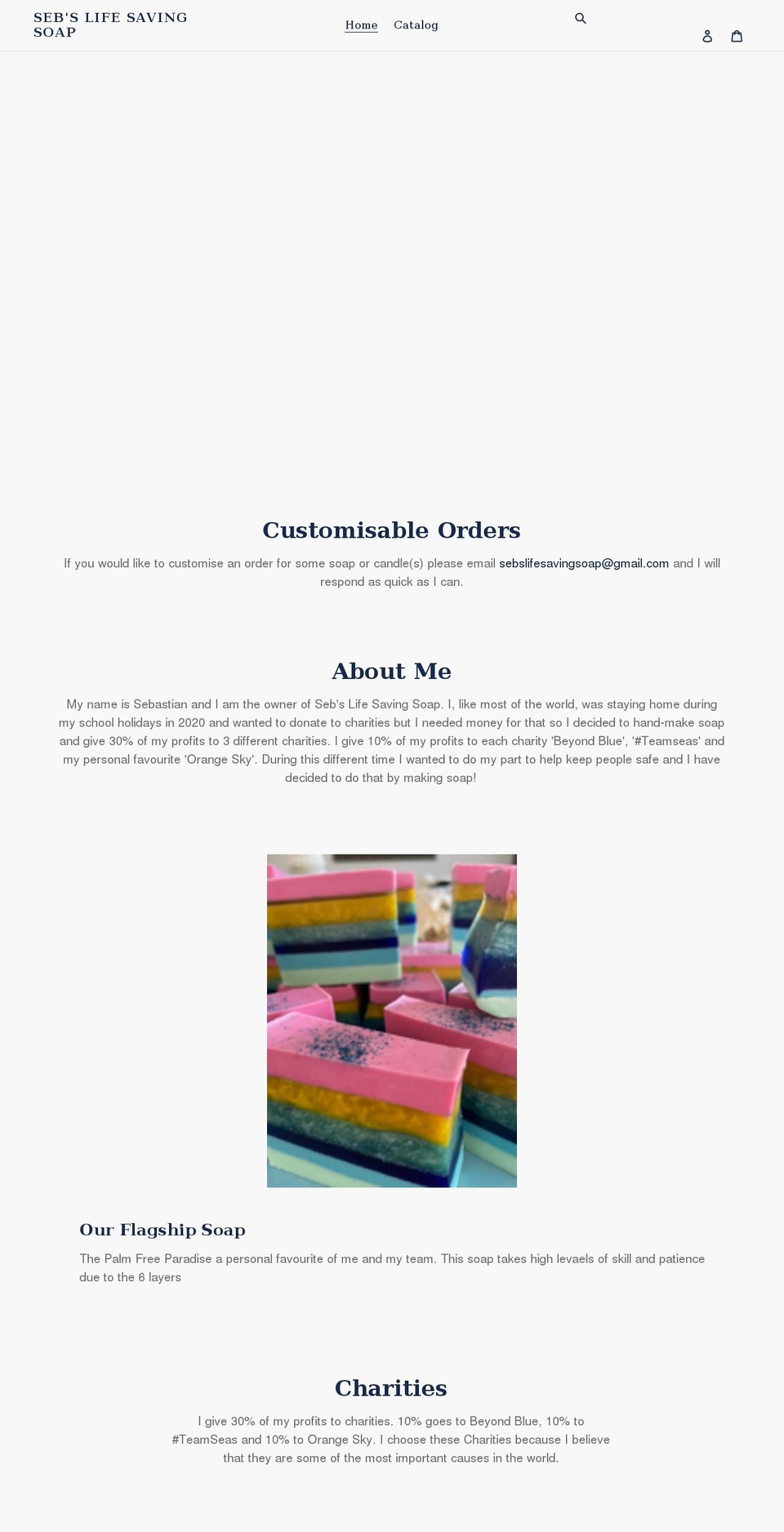 sebslifesavingsoap.com shopify website screenshot