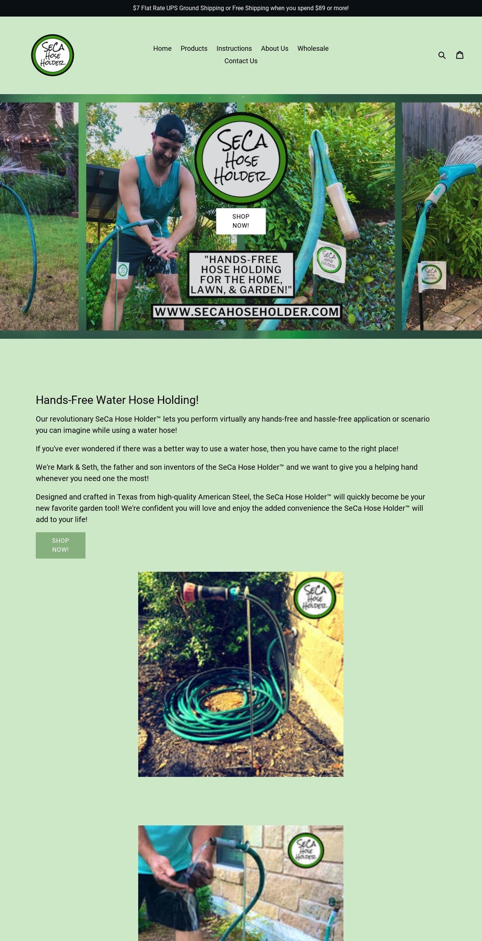 secahoseholder.com shopify website screenshot