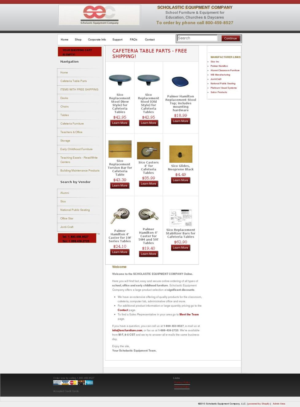 secfurniture.com shopify website screenshot