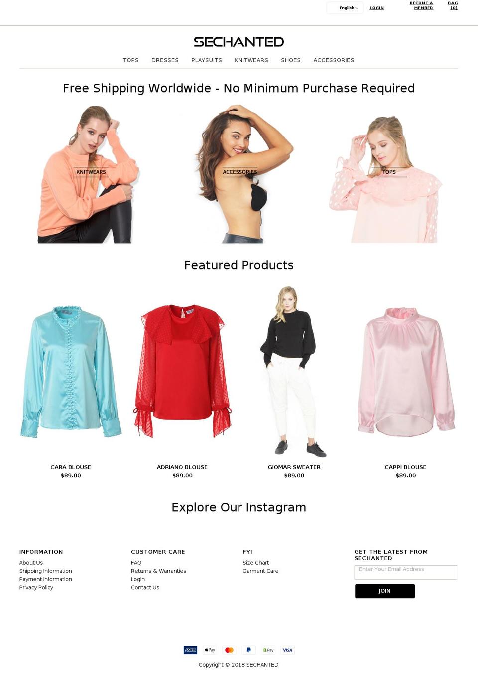 sechanted.com — Shopify storefront screenshot
