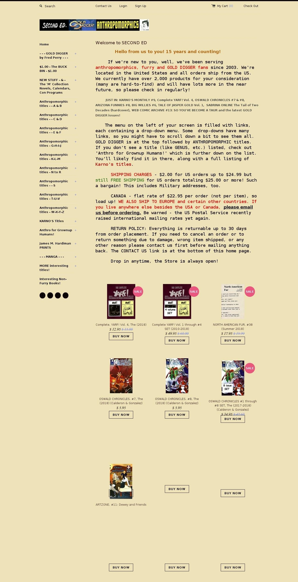 second-ed-mailorder.com — Shopify storefront screenshot