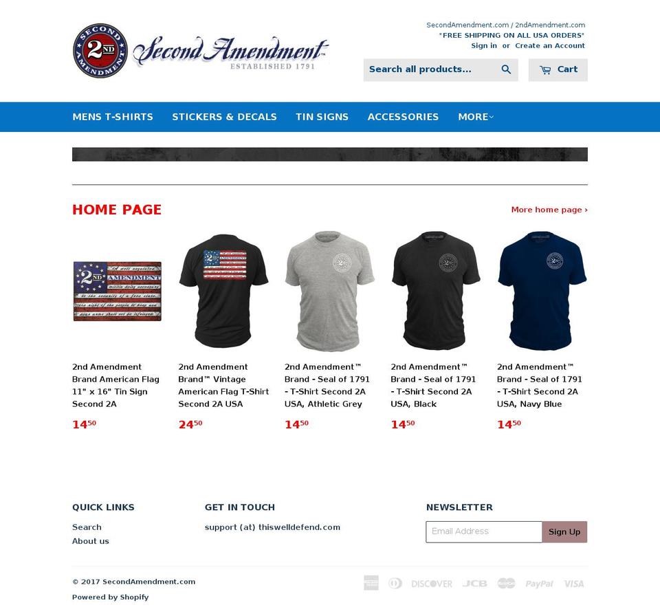 secondamendment.com shopify website screenshot
