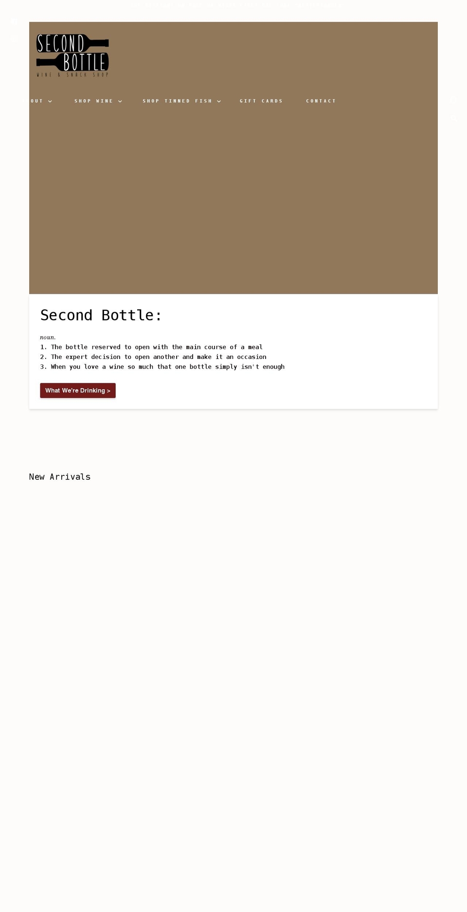 secondbottlewine.com shopify website screenshot