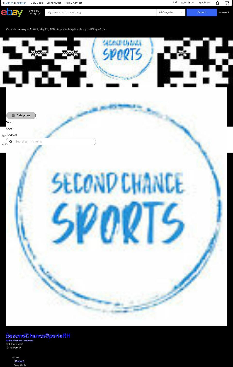 secondchancesports.net shopify website screenshot