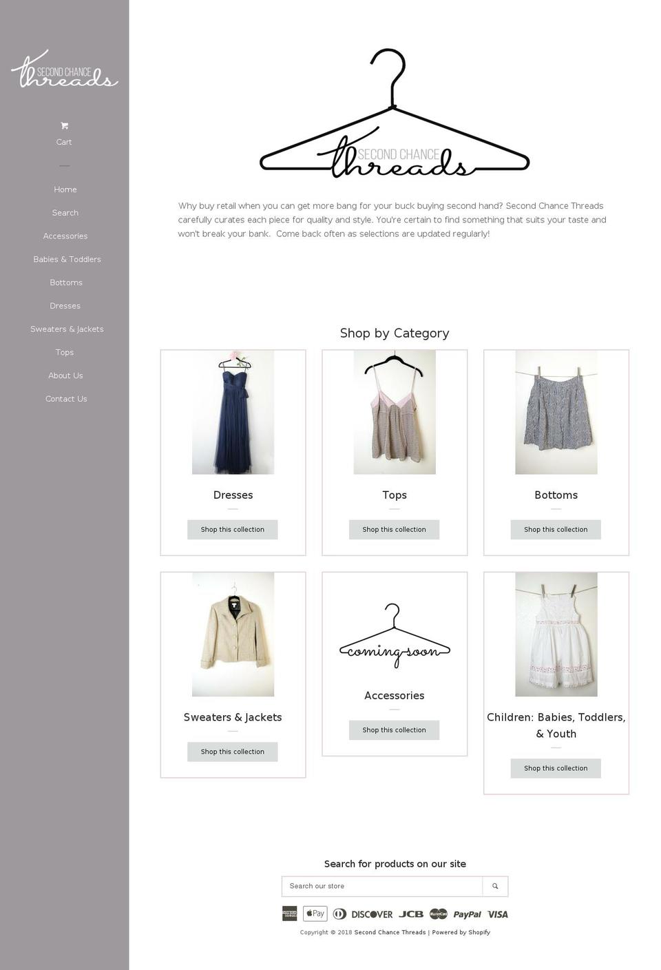 secondchancethreads.com shopify website screenshot