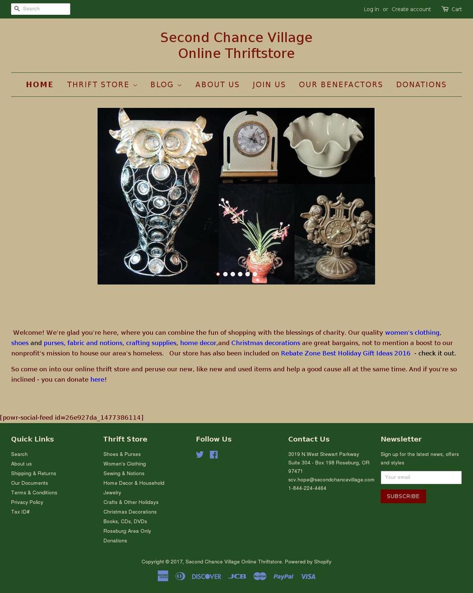 secondchancevillage.com shopify website screenshot
