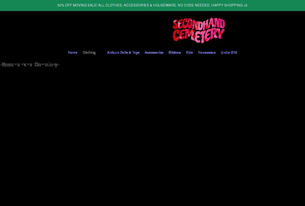 secondhandcemetery.com shopify website screenshot