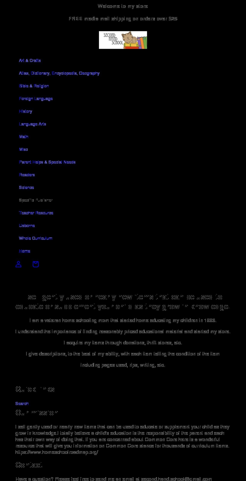 secondhandschoolbooks.com shopify website screenshot