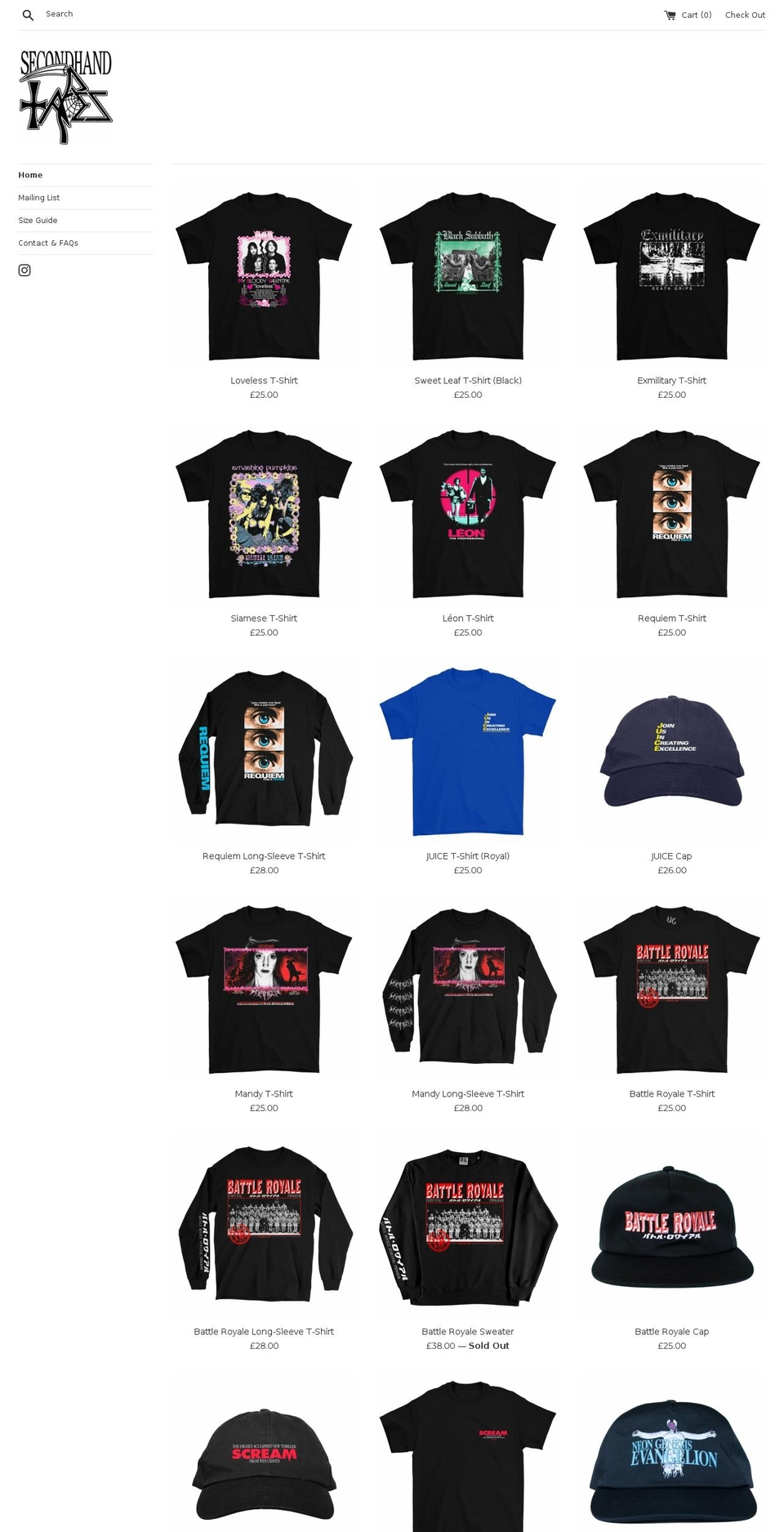 secondhandtapes.com shopify website screenshot