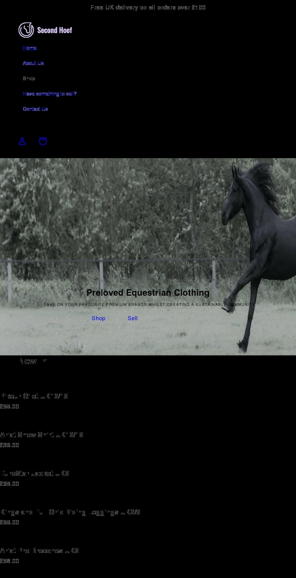 secondhoof.com shopify website screenshot