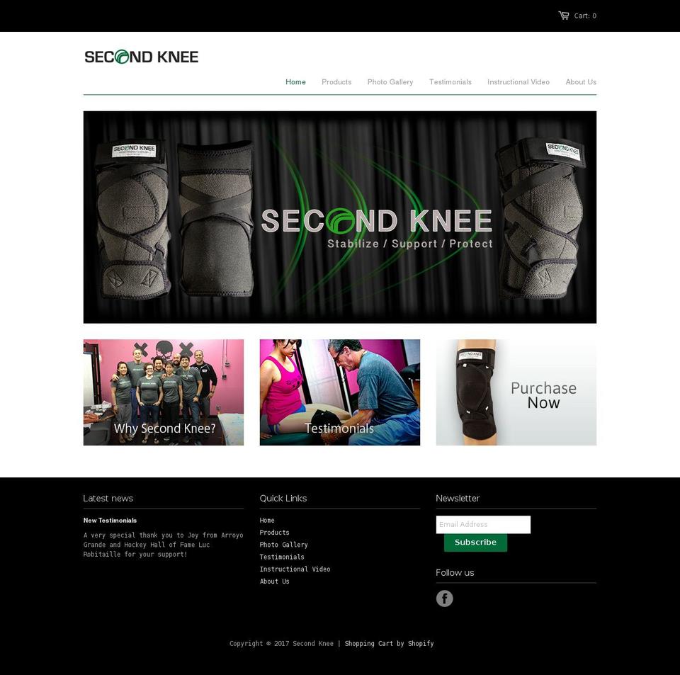 secondknee.com shopify website screenshot