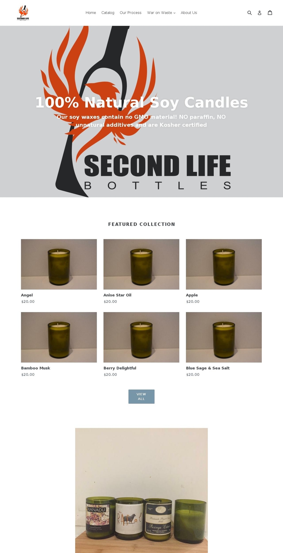 secondlifebottles.com — Shopify storefront screenshot