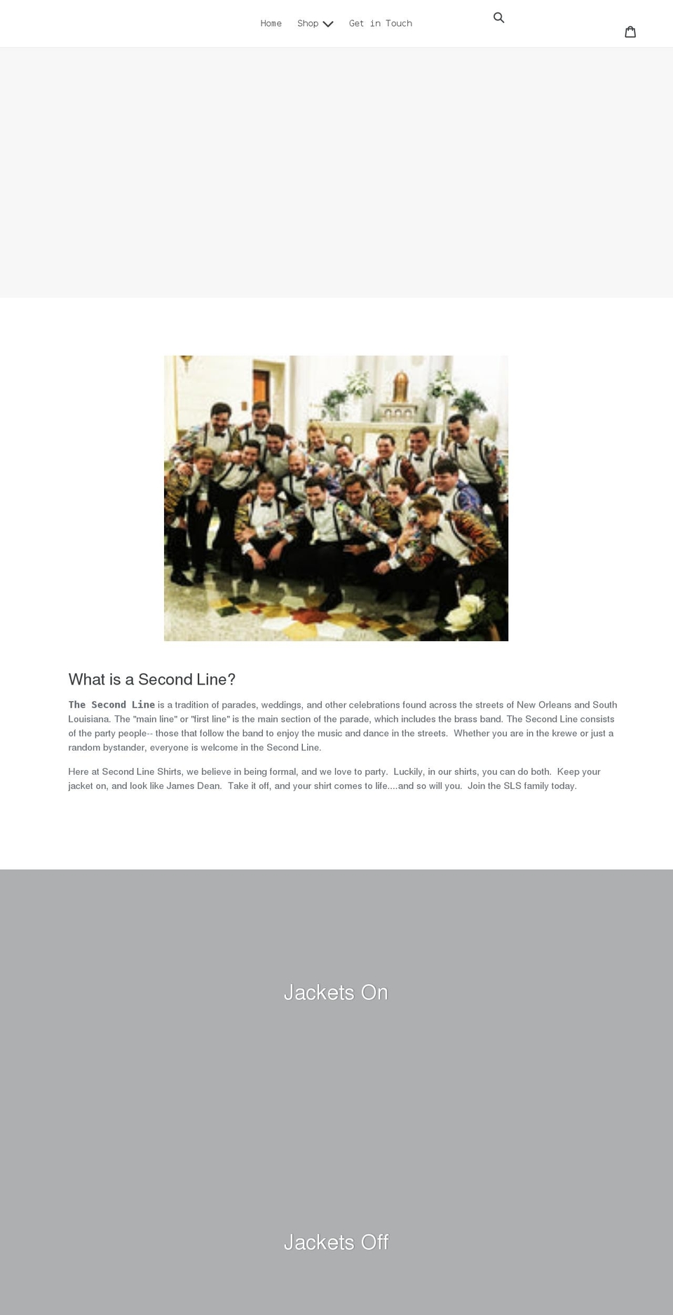 secondlineshirts.com shopify website screenshot
