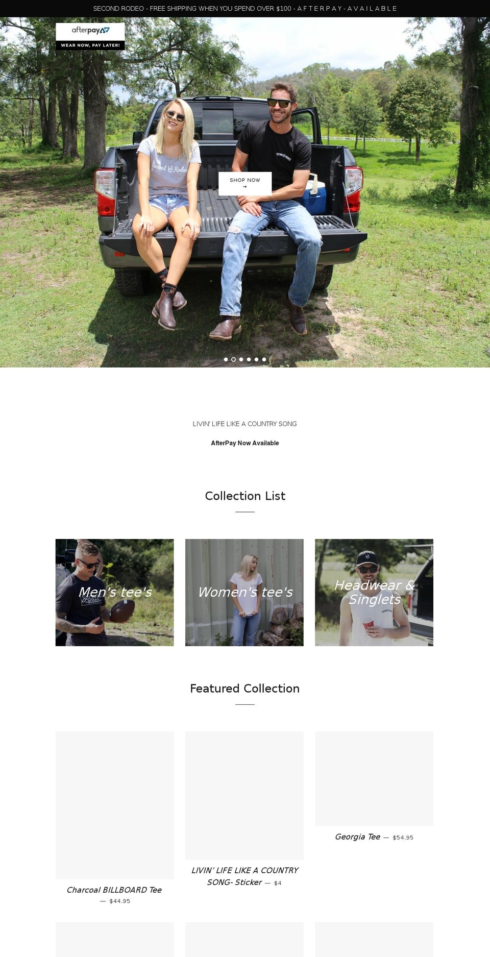 secondrodeoclothing.com — Shopify storefront screenshot