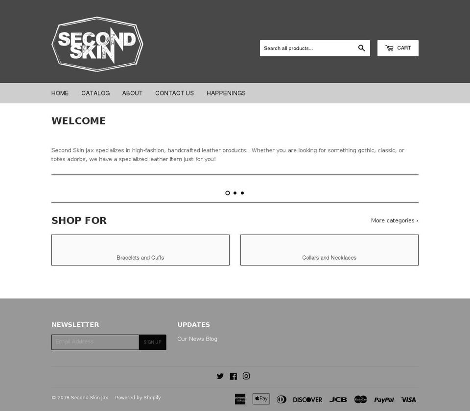 secondskinjax.com shopify website screenshot