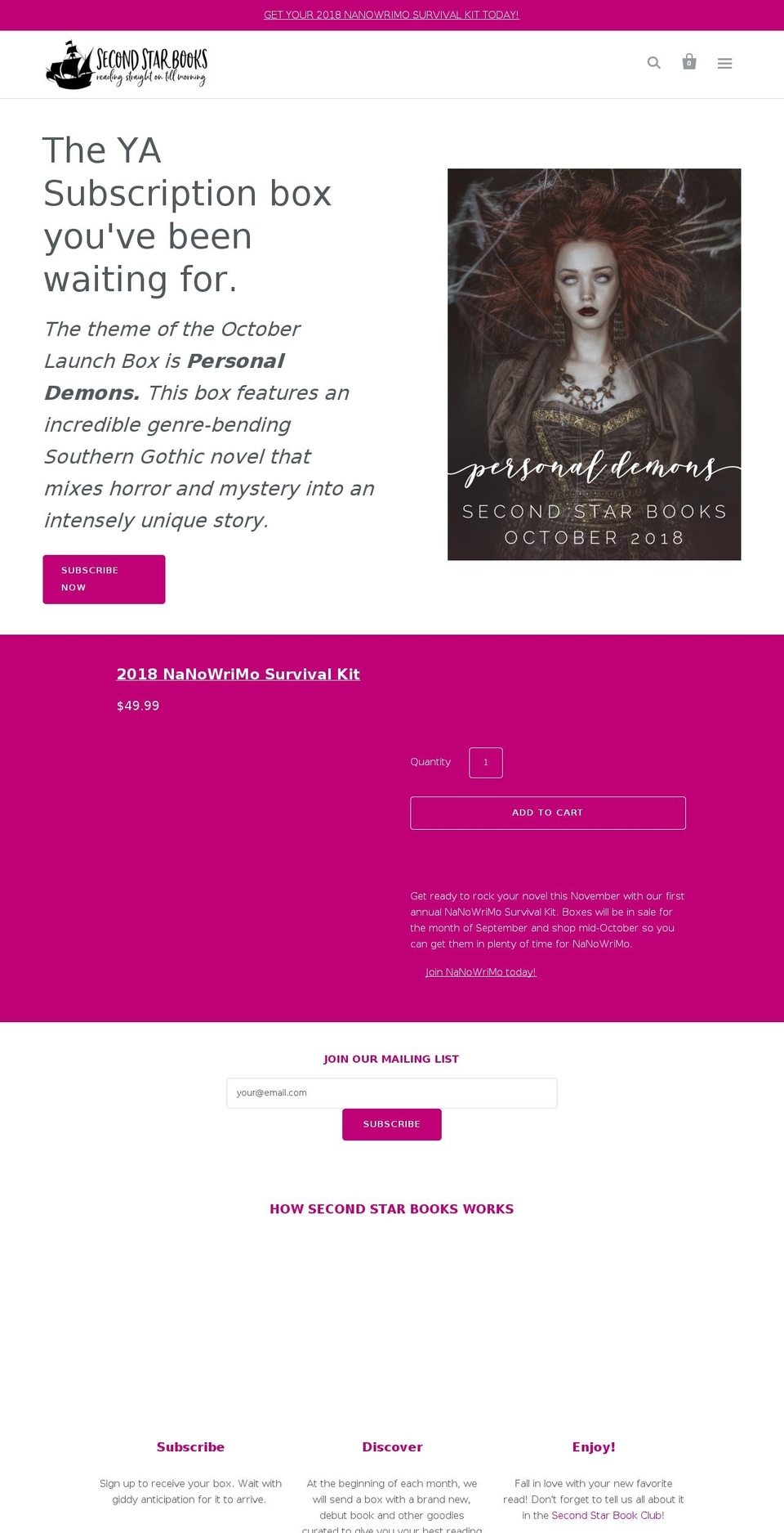 secondstarbooks.com — Shopify storefront screenshot