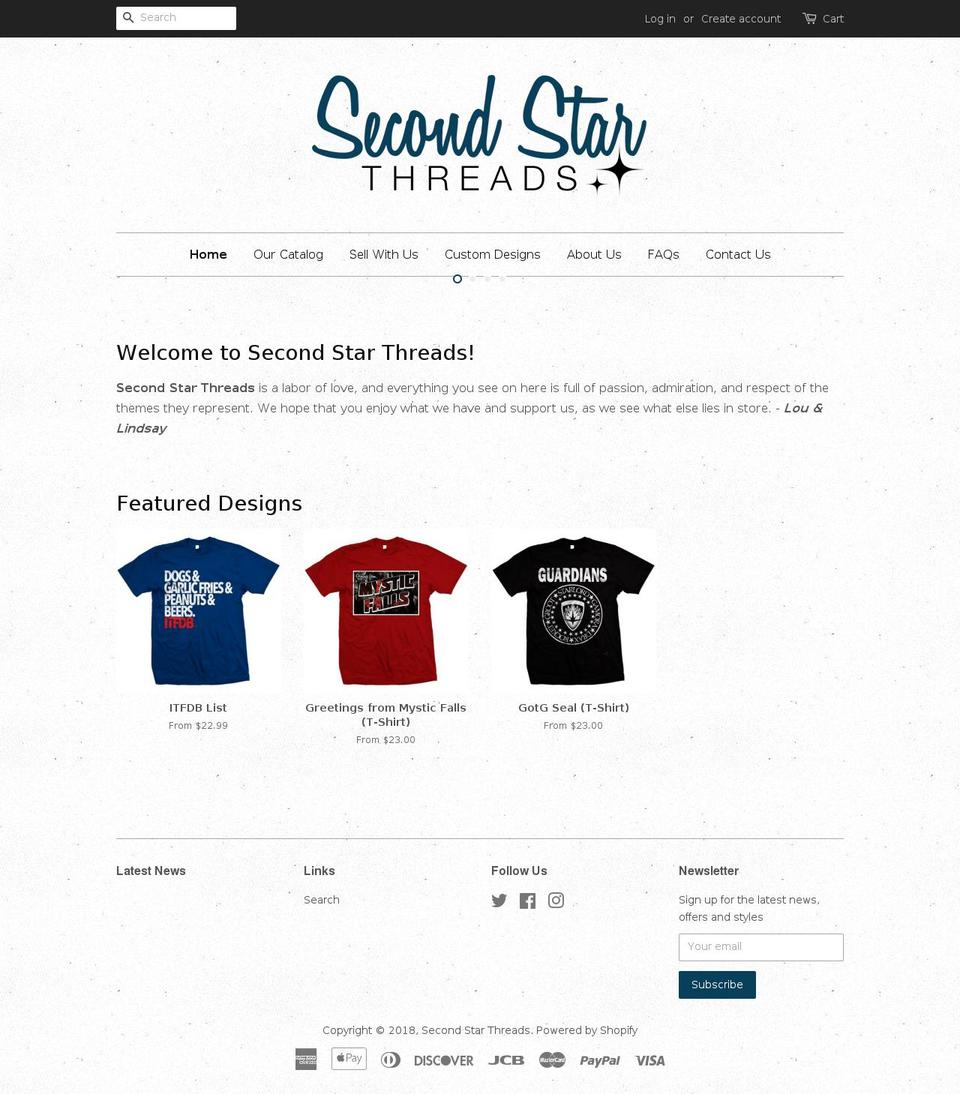 secondstarthreads.com — Shopify storefront screenshot