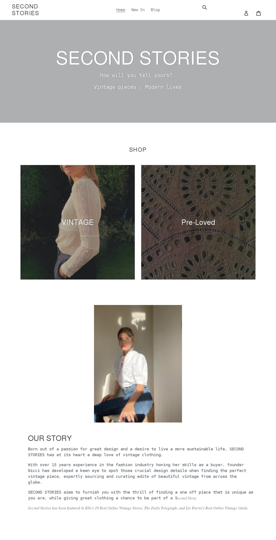 secondstories.co.uk shopify website screenshot