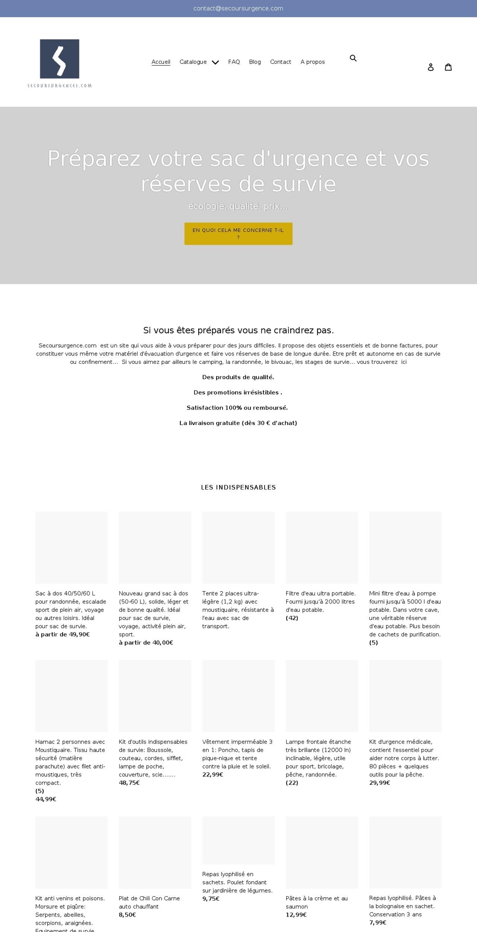 secoursurgence.com shopify website screenshot