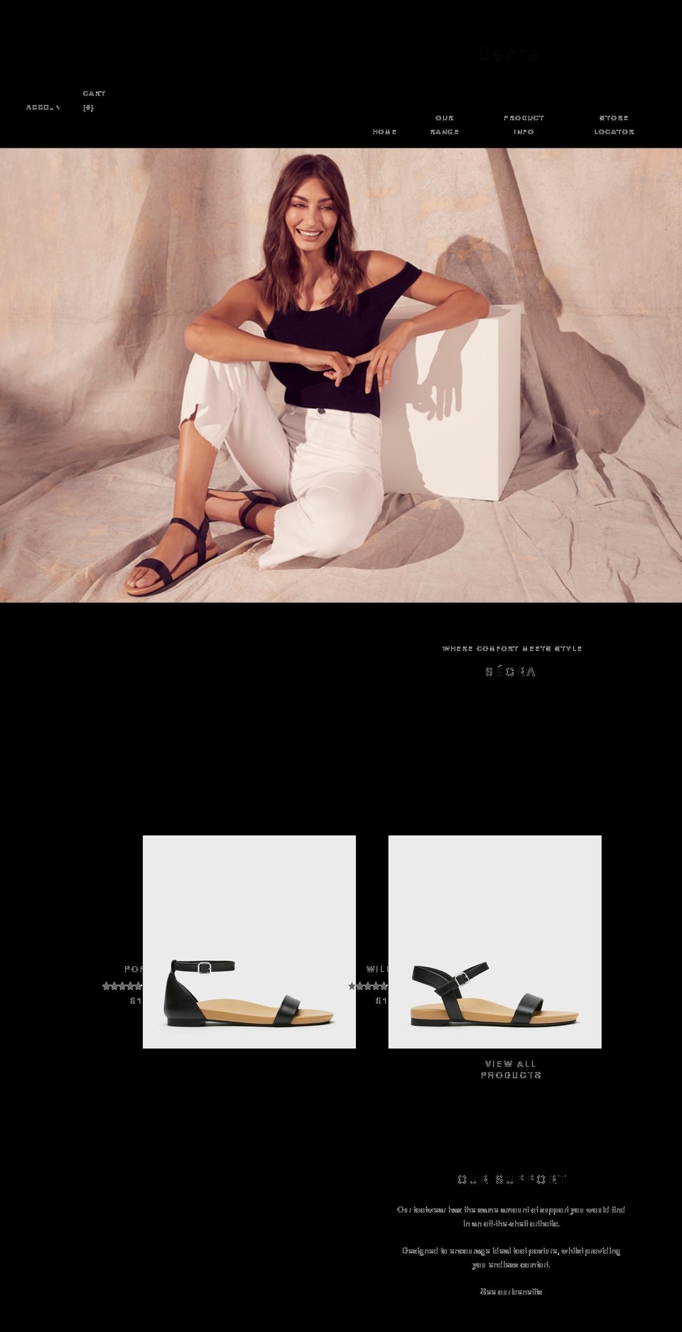 secrashoes.com shopify website screenshot