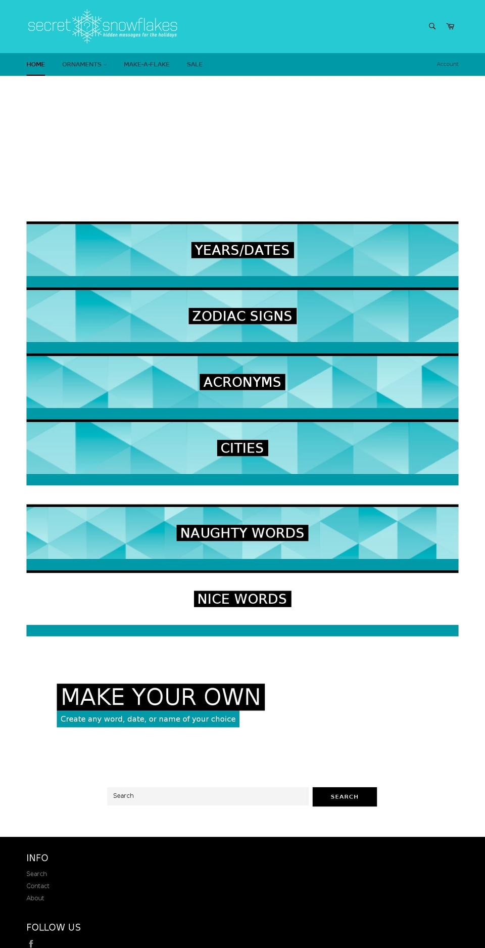 secret-snowflakes.com — Shopify storefront screenshot