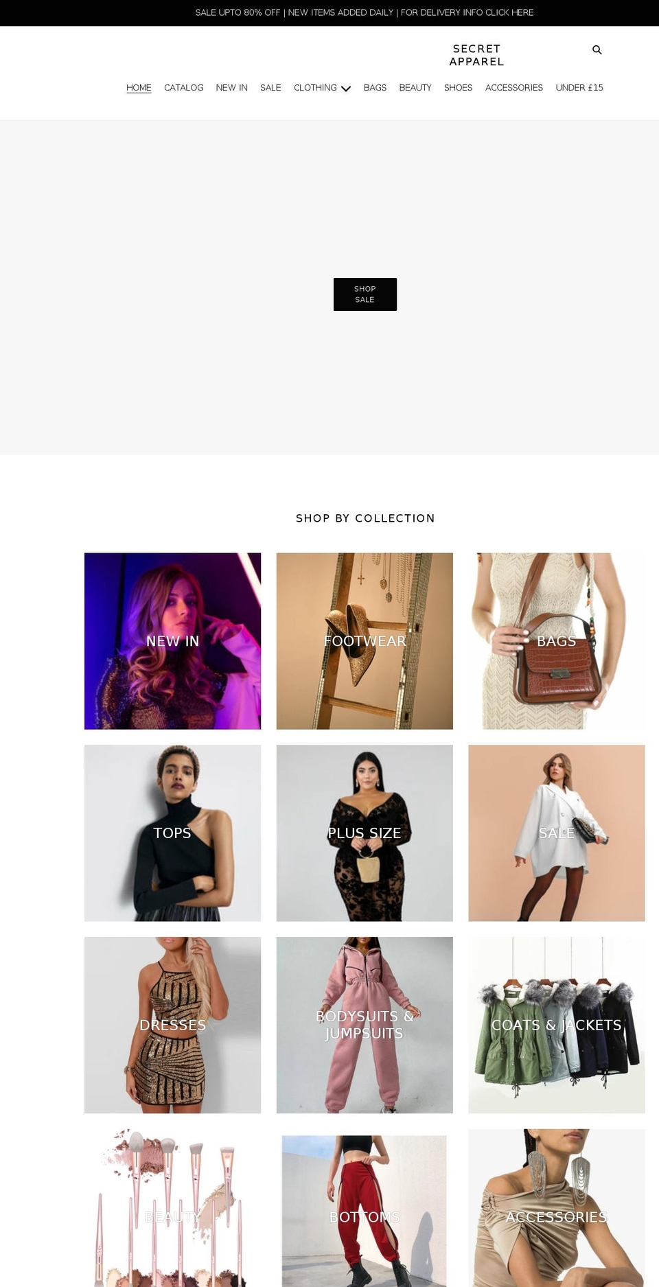 secretapparels.com shopify website screenshot