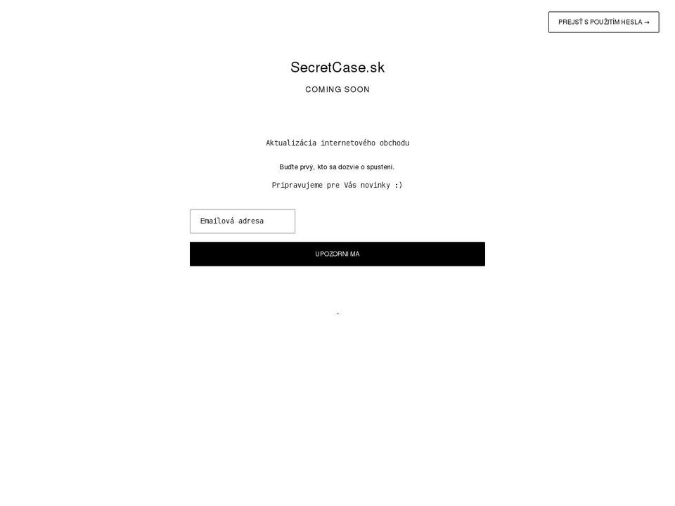 secretcase.sk shopify website screenshot