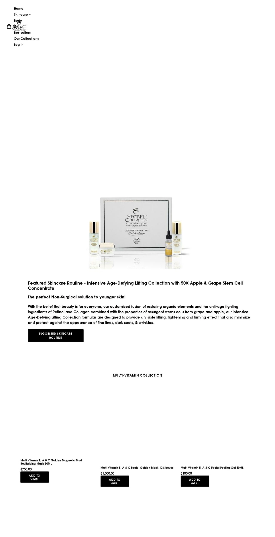 secretcollagen.com shopify website screenshot