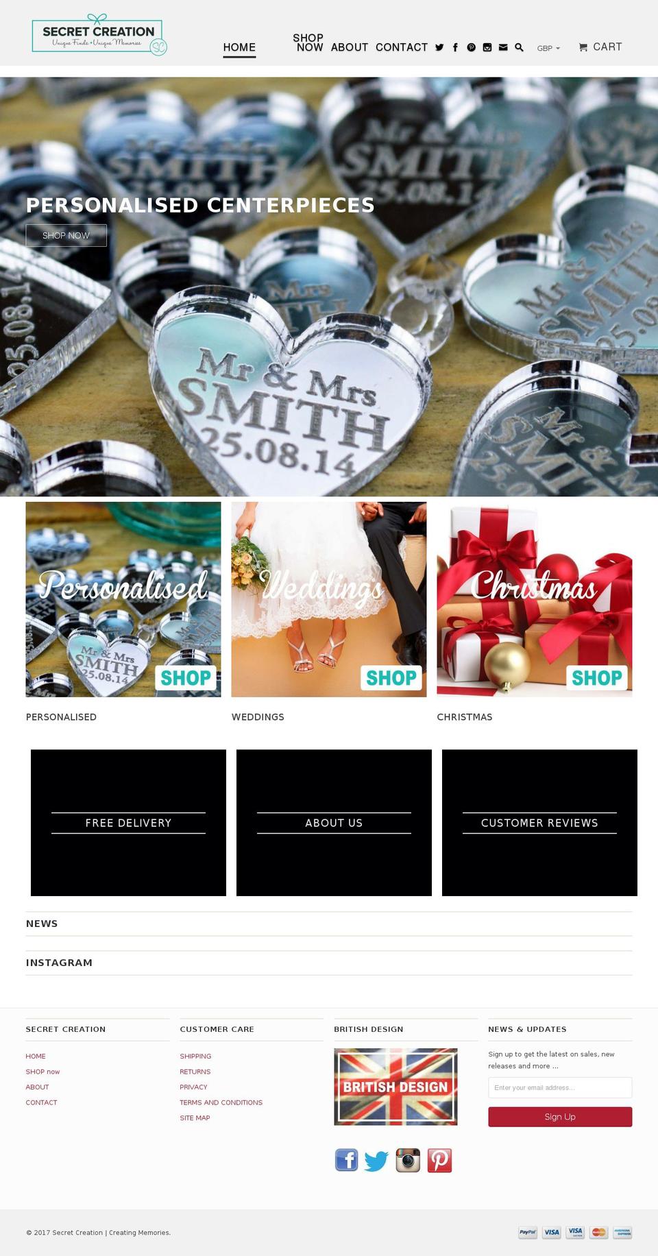 secretcreation.com shopify website screenshot