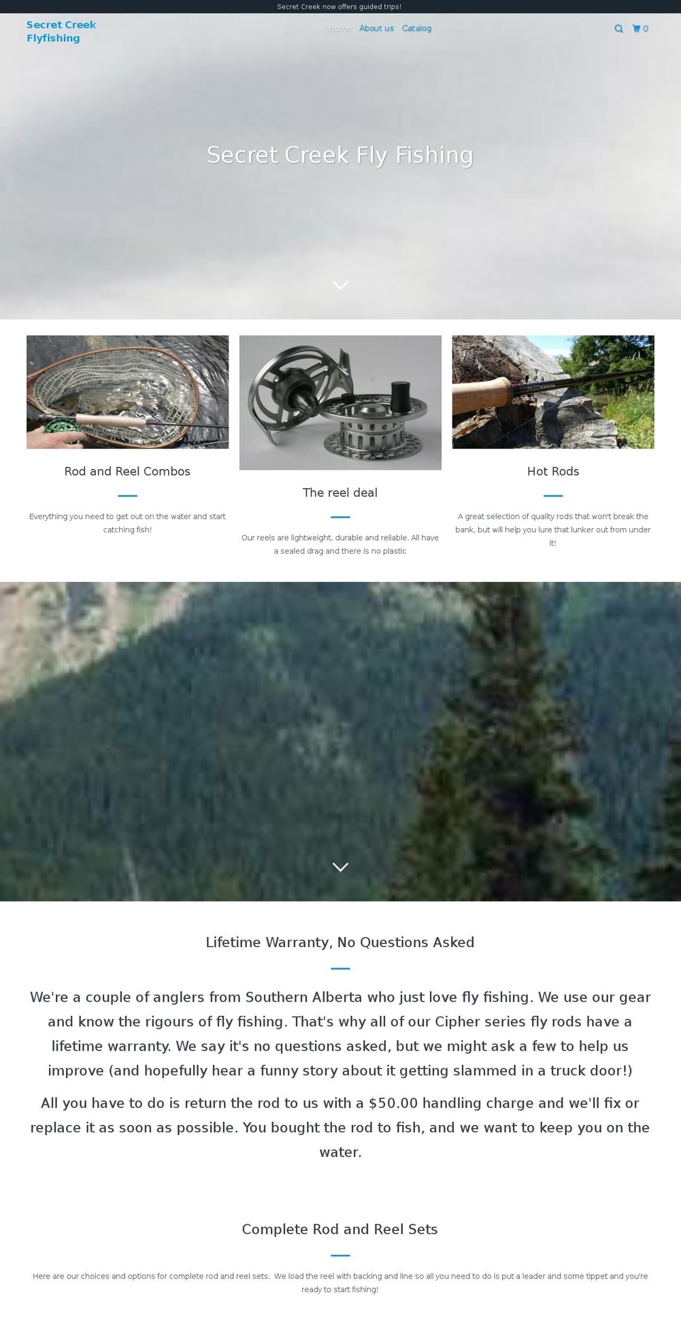 secretcreekflyfishing.com shopify website screenshot