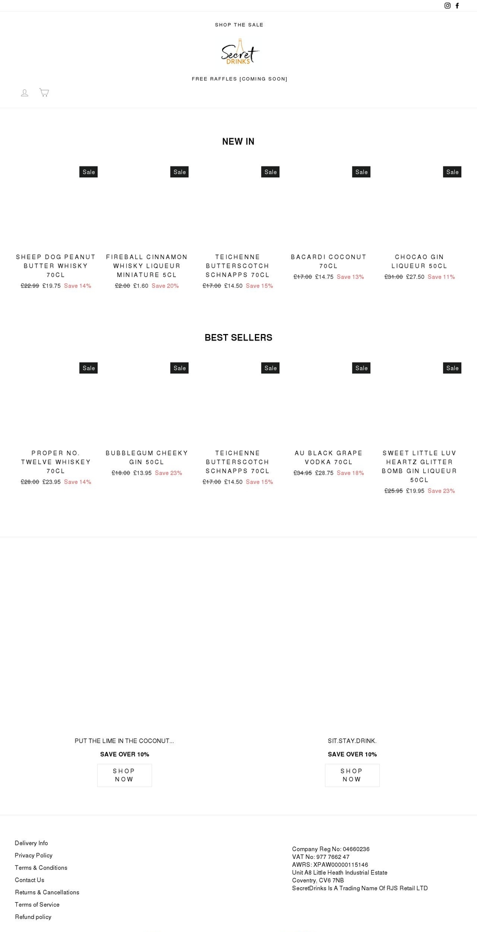 secretdrinks.com shopify website screenshot