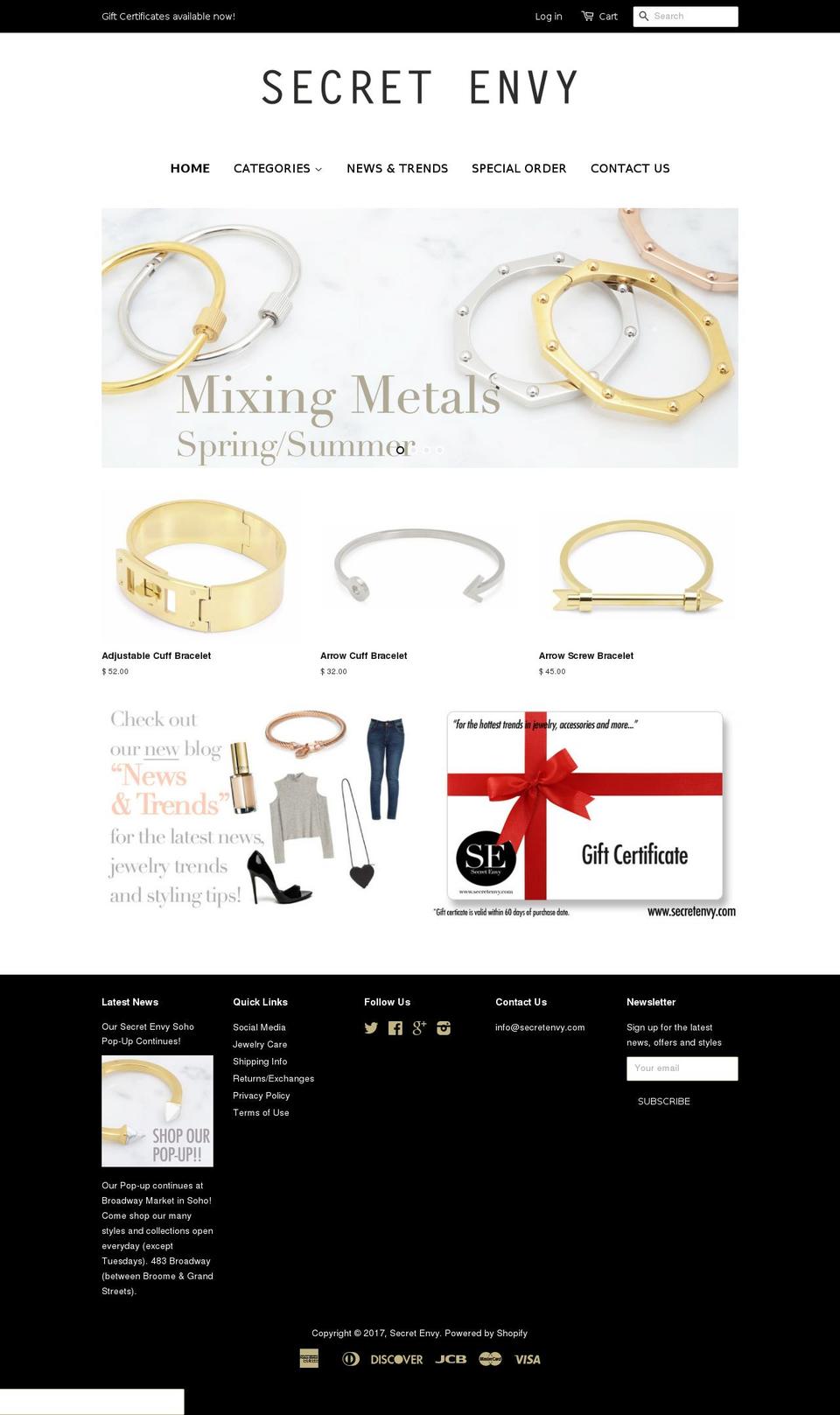 secretenvy.com shopify website screenshot