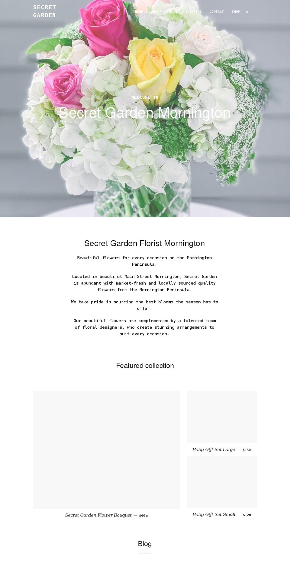 secretgardenflowers.com.au shopify website screenshot