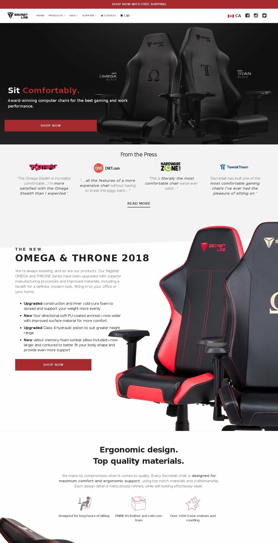 secretlabchairs.ca shopify website screenshot