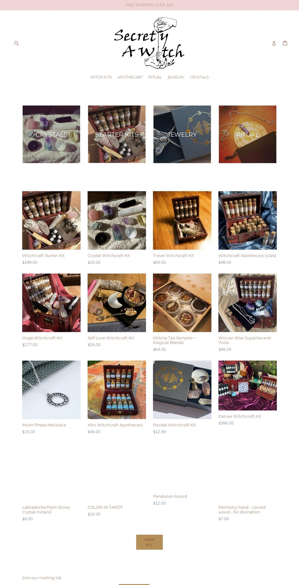 secretlyawitch.com shopify website screenshot